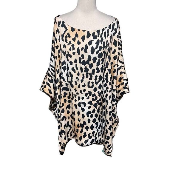 IMAN Global Chic Reversible Animal Print Floral Plus Size Silky Poncho Top 4X - Picture 6 of 6